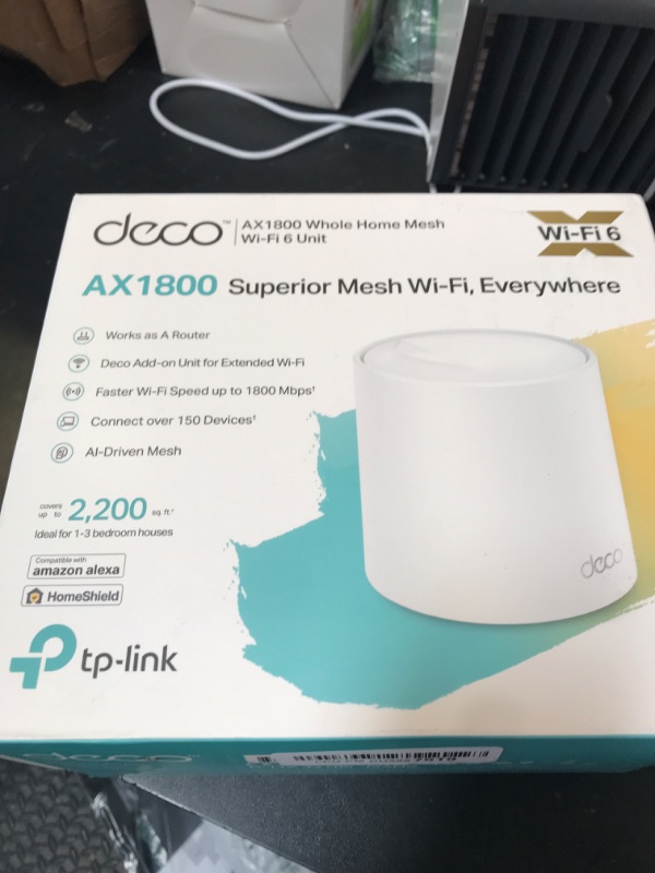 Photo 1 of TP-Link Deco WiFi 6 Mesh WiFi System(Deco X20) - Covers up to 2200 Sq.Ft, Replaces Wireless Internet Routers and Extenders, 1-Pack, White