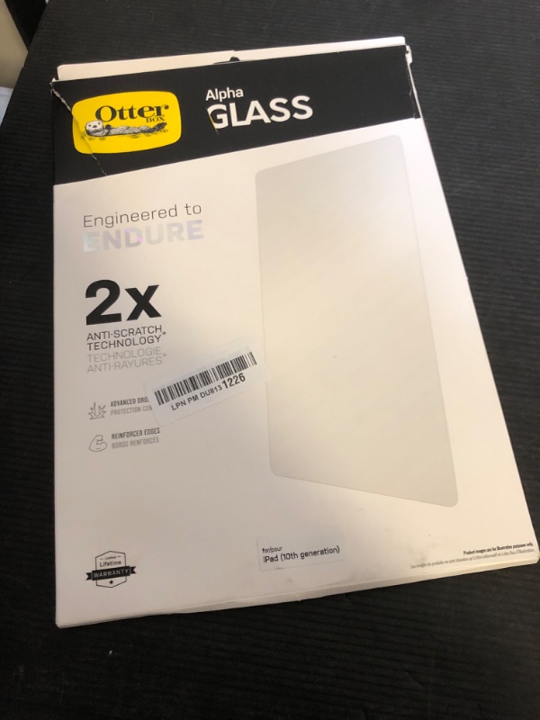 Photo 1 of OtterBox Alpha Glass Screen Protector for iPad 10th Gen (ONLY), Flawless Touch Response, Fingerprint Resistant, Easy Installation