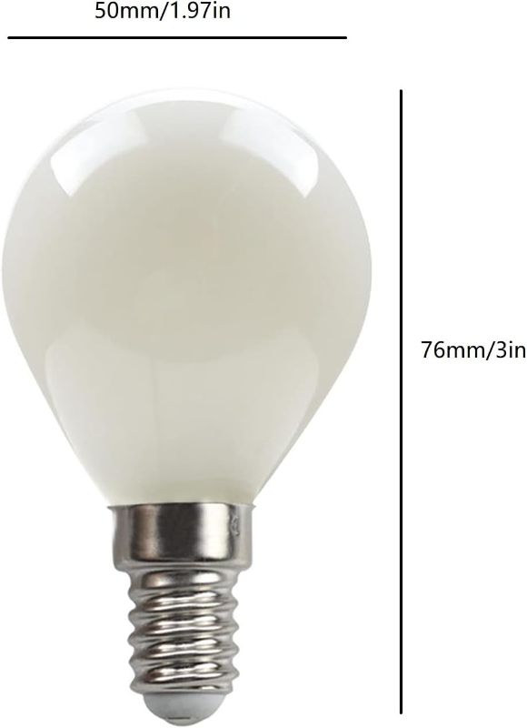 Photo 1 of 1pc YDJoo E14 LED Light Bulbs 3W Globe Light Bulbs 30 Watt Equivalent Warm White 3000K E14 Base G50/G16.5 LED Glass Round Vanity Light Bulbs for Mirror Makeup Home Lighting, AC110V  