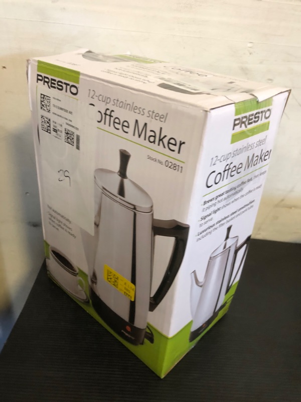 Photo 1 of Presto Stainless-Steel Electric Coffee Percolator, 12-Cups, Silver