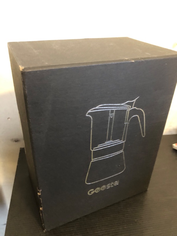 Photo 1 of Geesta Premium Crystal Glass-Top Stovetop Espresso Moka Pot - 4/6/ 9 Cups Stainless Steel Coffee Maker- 360ml/12.7oz/9 cup (espresso cup=40ml)