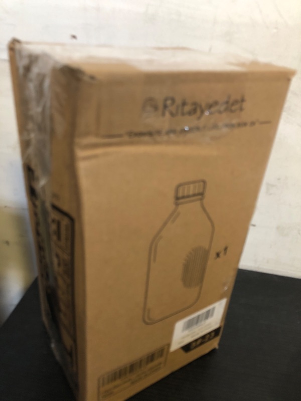 Photo 1 of Ritayedet 64 Oz Heavy Duty Glass Milk Bottle with Reusable Airtight Strong SCREW LID - 1/2 Gallon Water Bottles with Scale Lines - 2 Qt Glass Milk Jug Pitcher - Extra Gaskets & Handle!