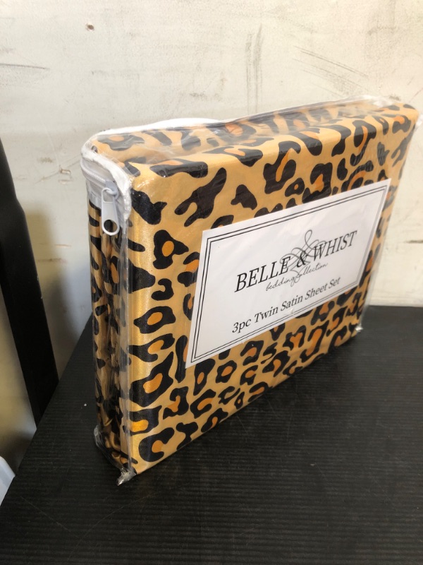 Photo 1 of Beatrice Home Fashions 100% Luxury Satin Polyester Sheet Set, Twin, Leopard