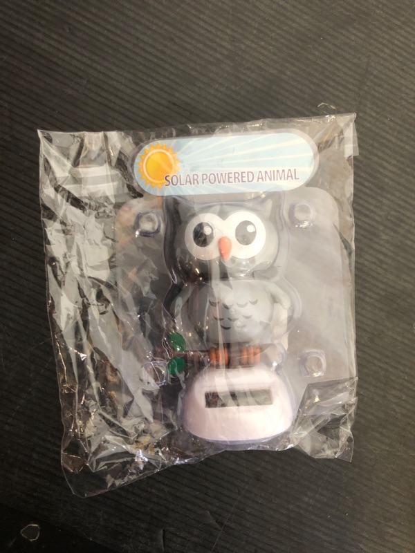 Photo 1 of Solar Powered Toy Owl Dancing Figure, Cute Solar Dancing Shaking Head Animals for Car Dashboard Decoration and Desk Ornament (A-Gray)