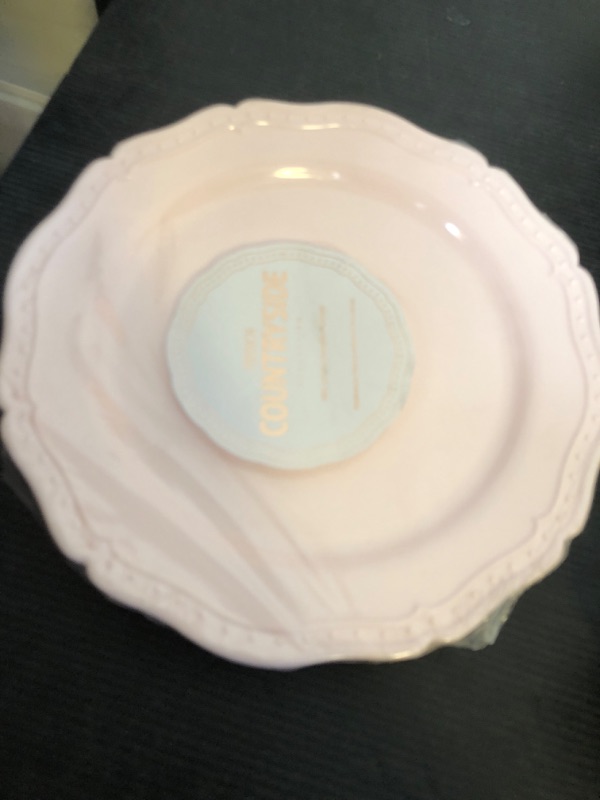 Photo 1 of Vintage Embossed Plastic Dinner Plates for Party (20 PC) Heavy Duty Disposable Dinner Set 10.25", Fine China Look Dishes, Perfect for Baby Showers, Weddings etc. - Blush - CountrySide Collection