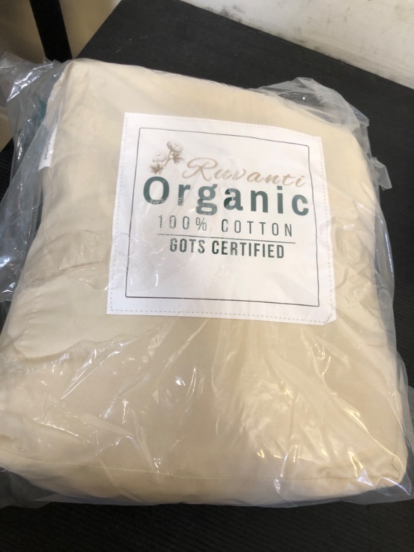 Photo 1 of RUVANTI 100% Organic Cotton King Size Sheets Set, 4 Pieces, Soft & Breathable Percale Weave Bedding, Deep Pocket 16", Hotel Standard, Crisp Cool Feel, Durable, Dyed Sheet Sets, Cloud Cream