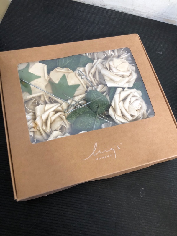 Photo 1 of Ling’s Moment Artificial Flowers 25Pcs Champagne Light Gold Roses Decor w/Stem,3" Real Touch DIY Foam Floral for Wedding Bouquet/Centerpieces, Outdoors Party Backdrop, Room/Table, and Garden/Pot Decor