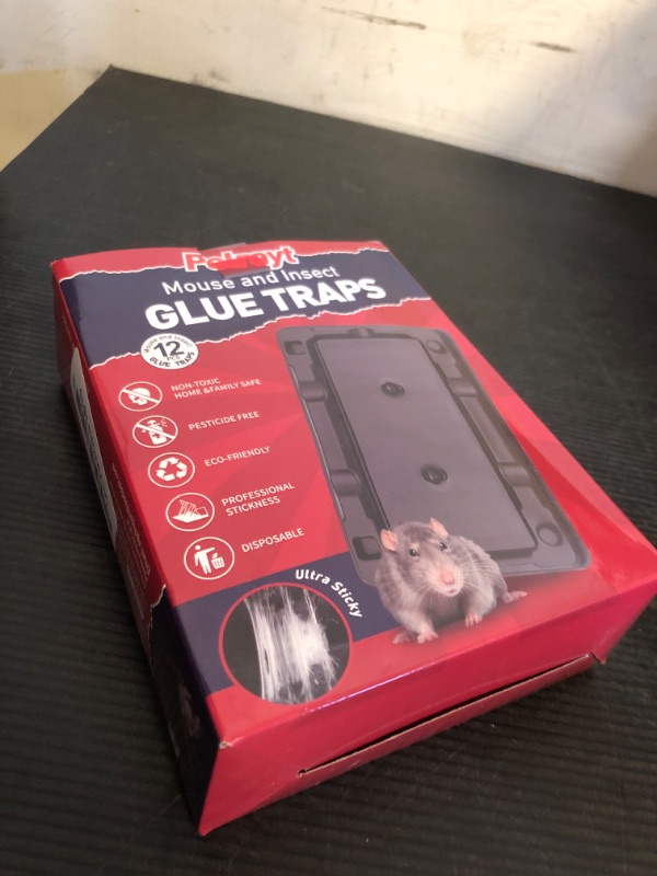 Photo 1 of Glue Mouse Traps Indoor for Home -12 Pack Sticky MouseTraps Indoor for Safe Home Pest Control. Pre-Scented, Non-Toxic Glue Boards for Mice, Mouse & & Insects. Easy to Use