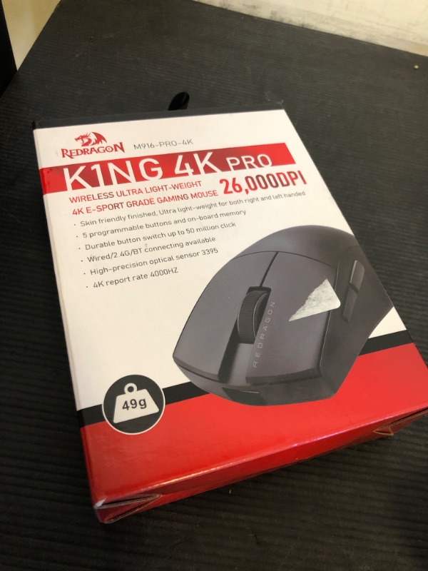 Photo 1 of Redragon M916 PRO 3-Mode Wireless Gaming Mouse, Hype-Speed 4K Polling Rate, 49G Ultra-Light 26K DPI Mouse w/Ergonomic Natural Grip Build, Redefinable Macro Buttons, Software Supported