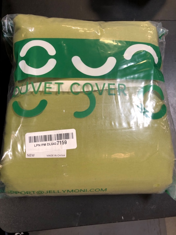 Photo 1 of JELLYMONI Cotton Duvet Cover King Size - 100% Washed Cotton Linen Like Textured Comforter Cover, 3 Pieces Breathable Soft Bedding Set with Button Closure (Avocado Green, King 104"x90")