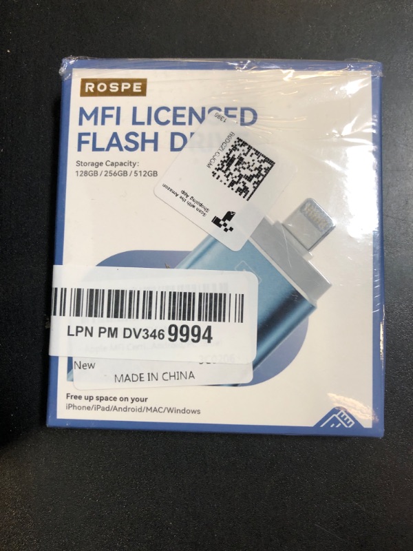 Photo 1 of Apple MFi Certified 128GB Flash Drive for iPhone Thumb Drive Photo Stick, USB Memory Stick iPhone Flash Drive for Photos Videos, High Speed Jump Drive Compatible for iPhone/iPad/Android/PC (Blue)