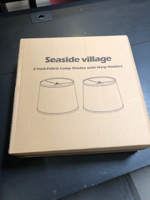 Photo 1 of Drum Lampshades Set of 2, 12.6" x 11.6" Diameter, 9.8" High, Easy Assembly, Spider Fitter, Gray Fabric