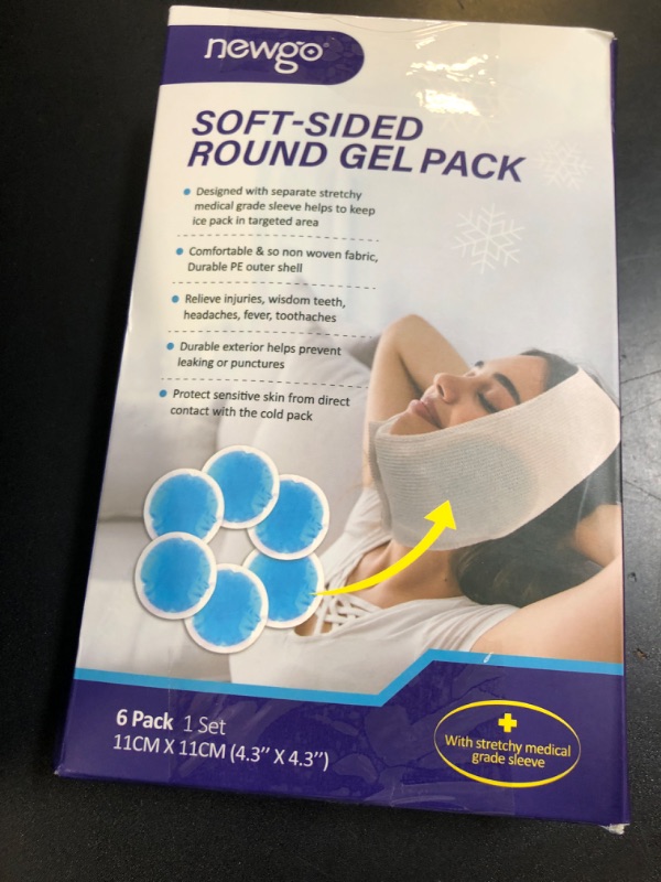 Photo 1 of NEWGO Small Ice Packs for Injuries, 6 Pack Round Ice Packs for Face, Hot and Cold Gel Ice Pack Circular Cold Compress with Cloth Backing & Sleeve for Pain Relief, Toothaches, Breast Surgery