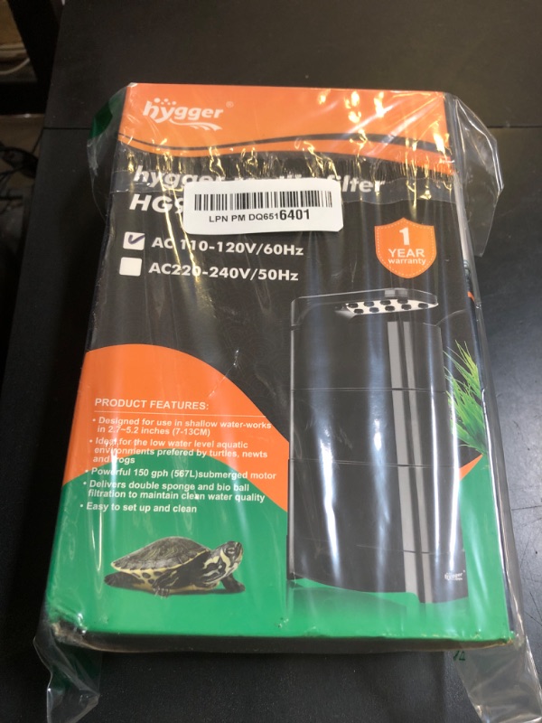 Photo 1 of hygger 150GPH Turtle Filter with 2 Sponges Bio Ball, 3-in-1 Water Circulation Draining Bio Filtration Amphibian Tank Filter 5 to 35 Gallon for Reptile Frog