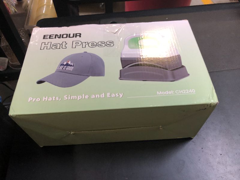 Photo 1 of EENOUR Hat Press Machine, Mini Heat Press for Caps with 3 Heating Levels & Auto-Off, Handheld Cap Easy Press with 3"×5.5" Arched Heating Plate for 6-8 Hat Size, 19-26 Girth