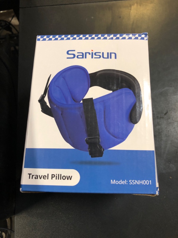 Photo 1 of SARISUN Airplane Pillow Combo with Chin Strap, Travel Pillows for Airplanes with Sleep Eye Mask, Plane Pillow for Long Flights, Car Road Trip, 360° Headrest, Stop Bobblehead, FSA HSA Eligible, Black