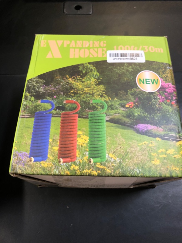 Photo 1 of Expandable Garden Hose 100 ft, 2025 Upgraded Flexible Water Hose 100ft with 10 Function Spray Nozzle, Lightweight, No Kink, Retractable Expanding Hose With 3/4" Solid Brass Fittings