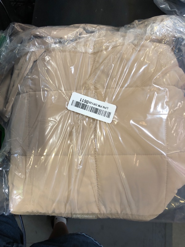 Photo 1 of BAGSMART Expandable Tote Bag for Women, Zippered Puffer Design with Water-Resistant Quilted, Nurse and Carry-On Travel Bag, Camel