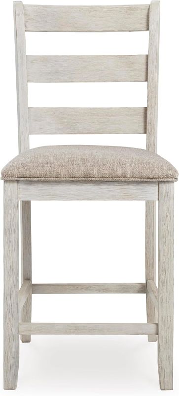 Photo 1 of Signature Design by Ashley Skempton 24" Counter Height Upholstered Barstool, Antique White

