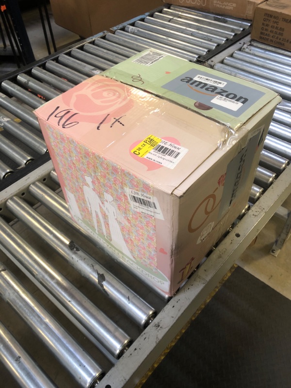 Photo 1 of White Artificial Flower Wall Backdrop Panels 5ftx3.74ft White Fake Rose Wedding Backdrop 3D Floral Wall for Party Baby Shower Bridal Wedding Background Decor