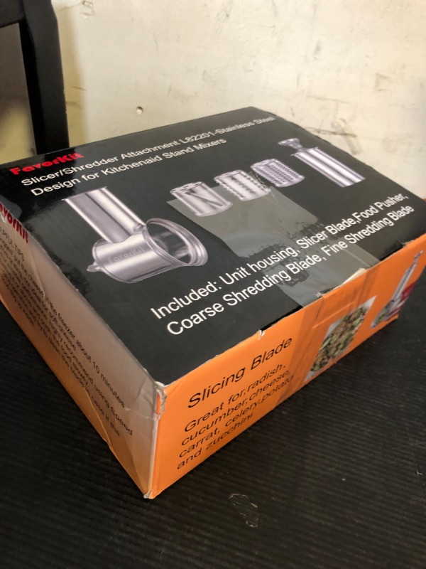 Photo 1 of FavorKit Slicer Shredder Attachment for KitchenAid Mixers, Stainless Steel Cheese Grater Salad Maker Accessories with 3 Cutting Blades,Dishwasher Safe!