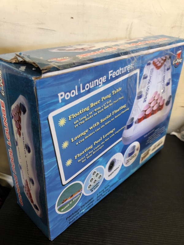 Photo 1 of GoPong Pool Lounge Beer Pong Inflatable with Social Floating, White
