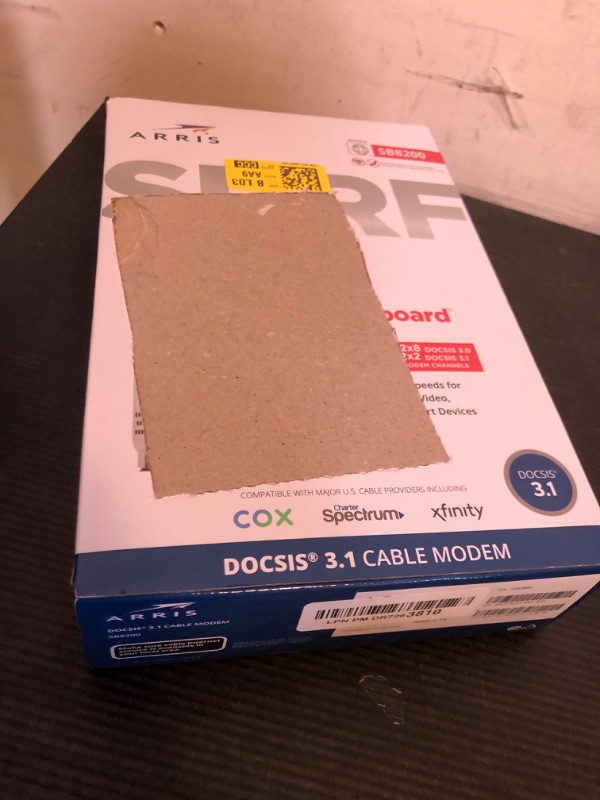 Photo 1 of ARRIS (SB8200) - Cable Modem - Fast DOCSIS 3.1 32x8 Gigabit Cable Modem , Approved for Comcast Xfinity, Cox, Charter Spectrum, & more | 1 Gbps Max Internet Speed, 4 OFDM Channels