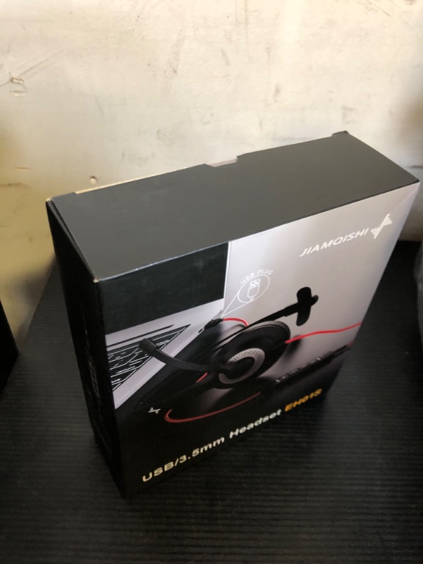 Photo 1 of EAGLEND USB Headset with Microphone for PC, On-Ear Computer Laptop Headphones with Noise Cancelling Mic in-line Control for Home Office Online Class Zoom (USB+3.5mm Single Ear Headset, Black)