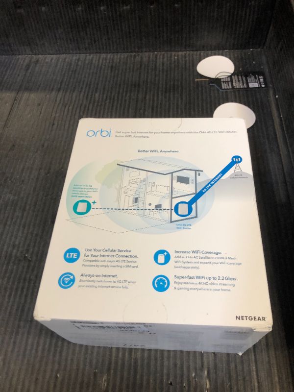 Photo 1 of NETGEAR Orbi 4G LTE Mesh WiFi Router (LBR20) | For Home Internet or Hotspot | Certified with AT&T, T-Mobile & Verizon | Coverage up to 2,000 sq. ft., 25 devices | AC2200 WiFi (up to 2.2Gbps)