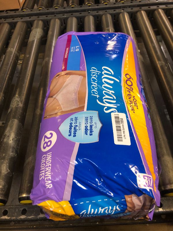 Photo 1 of Always Discreet Adult Incontinence Underwear, Maximum Absorbency, Large, 28 Count (Packaging May Vary)