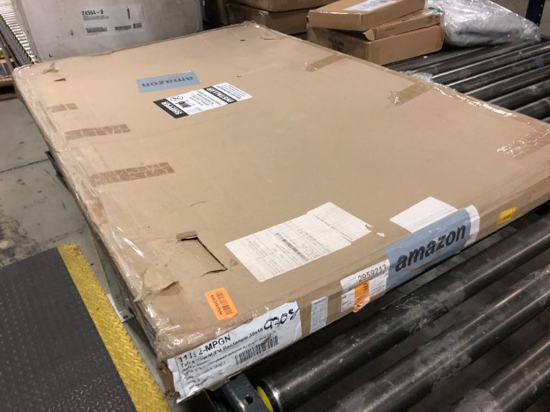 Photo 1 of FDP Rectangle Activity School and Classroom Kids Table (30 x 48 inch), Chunky Toddler Legs, Adjustable Height 15-24 inches - Maple Top and Green Edge