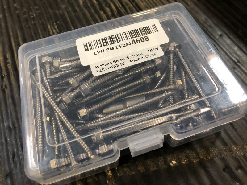 Photo 1 of #12 x 3 (20 PCS) Sheet Metal Screws, Hex Washer Head Self Drilling Screw, 410 Stainless Steel Flanged Hex Fast Self Tapping Screws, Hex Bit Socket Included