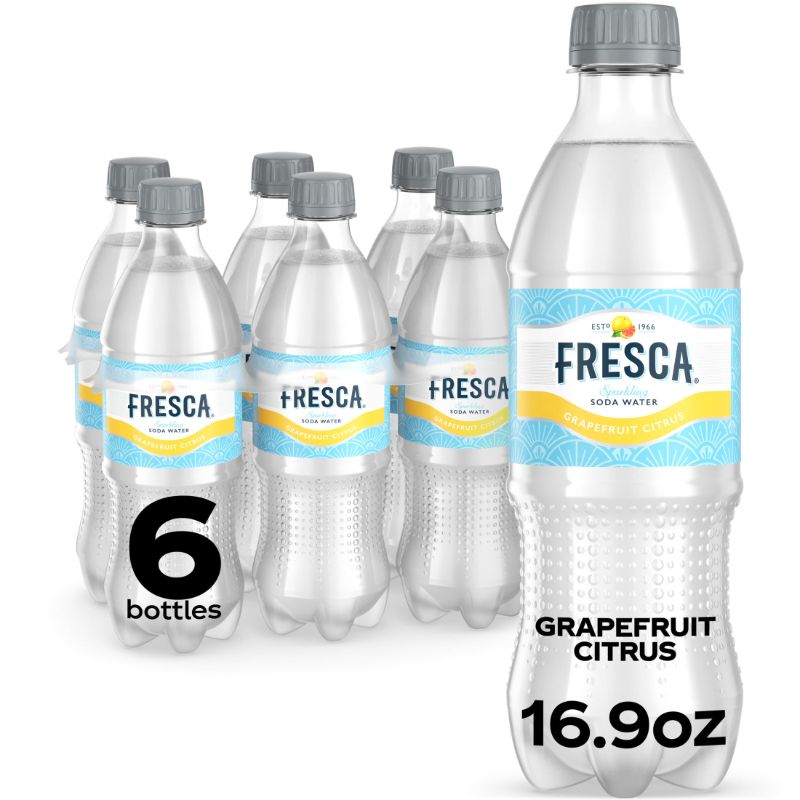 Photo 1 of exp date 06/2025----Fresca Grapefruit Citrus Sparkling Soda Water Bottles, 16.9 fl oz, 24Pack