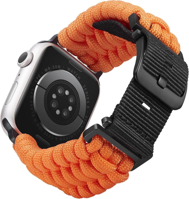 Photo 1 of BINLUN Compatible with Apple Watch Band 49mm 46mm 45mm 44mm 42mm, Braided Paracord Nylon Replacement Sport Strap Compatible with iWatch Ultra2 Ultra Series 10/9/8/7/SE2/SE/6/5/4/3/2/1 for Men Women
