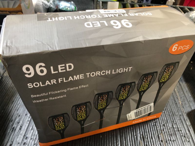 Photo 1 of Otdair 96 LED Solar Lights Outdoor Upgraded 6 Pack, 43" Tall & Super Larger Size, Waterproof Solar Torch Light with Flickering Flame, 2200mAh Solar Tiki Torches Decoration Lights, for Path Yard Garden