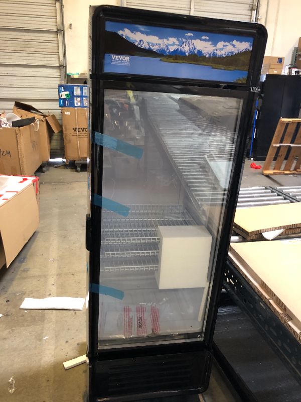 Photo 1 of VEVOR Commercial Merchandiser Refrigerator, 6.8 Cu.Ft / 195L Beverage Refrigerator Cooler Merchandiser, Glass Door Display Refrigerator Upright Fridge with 3 Adjustable Shelves, Customizable Lightbox