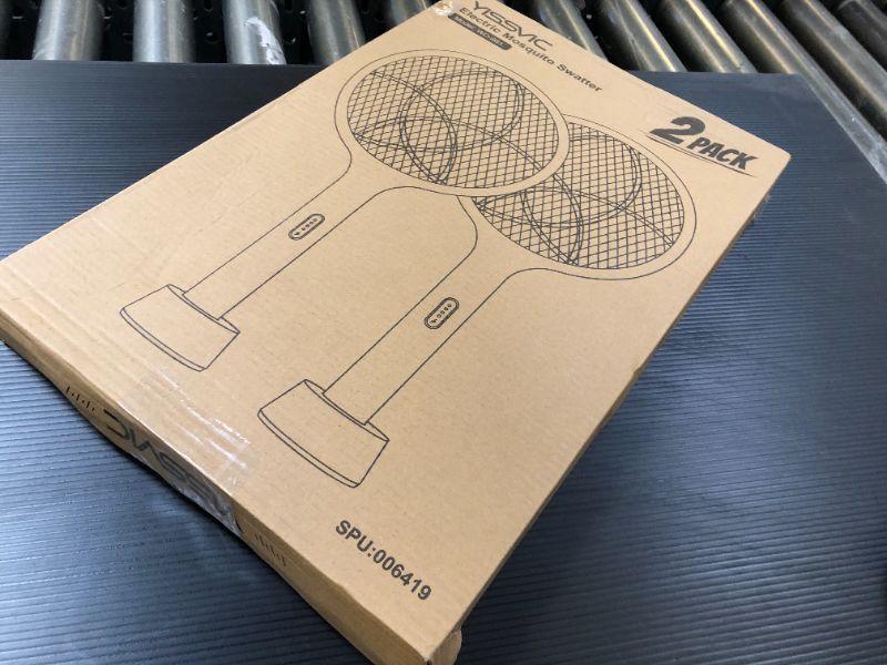 Photo 1 of YISSVIC Electric Fly Swatter 4000V Bug Zapper Racket Dual Modes Mosquito Killer with Purple Mosquito Light Rechargeable for Indoor Home Office Backyard Patio Camping