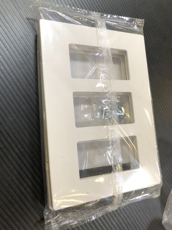 Photo 1 of BESTTEN 2 Pack 3-Gang Screwless Decorator Wall Plate, Decorative Outlet Cover, Decor Switch Plate, USWP6 Snow White Series, H4.69” x W6.54”, Polycabonate Thermoplastic