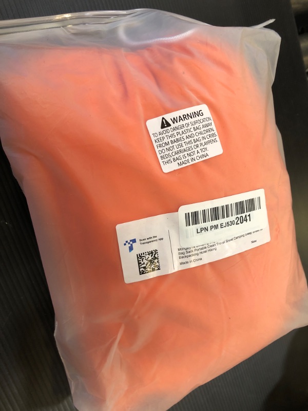 Photo 1 of MongByYa Sleeping Bag Liner Lightweight Compact Sleeping Bag Sack Portable Clean Travel Sheet Camping Sleep Sheet for Backpacking Hotel Hiking (Fiery Orange, 82.7'' X 45.3'')