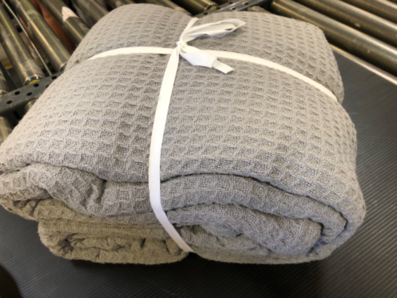 Photo 1 of 100% Cotton Salt Earth Throw Blanket, King, 106"X92" Waffle Throws For Home, Bedrooms, Outdoor Couch & Office Couch, Modern Room Decor Blankets, Lightweight, All Season Western Blanket (Scottish Grey)