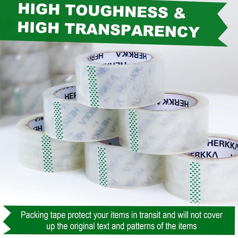 Photo 1 of HERKKA Clear Packing Tape Heavy Duty Packaging Tape for Shipping Packaging Moving Sealing, Thicker Clear Packing Tape,