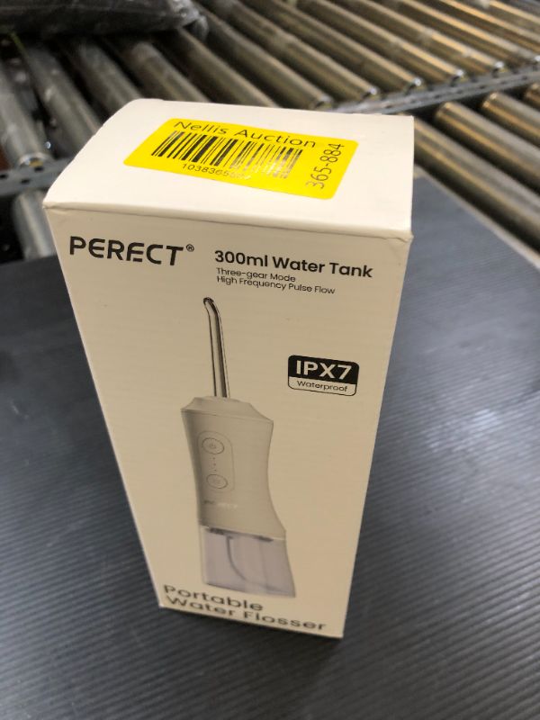 Photo 1 of PERECT Water Flosser with 300ML Water Tank, 3 Modes, 4 Replaceable Jet Tips, Cordless Water Dental Flosser, IPX7 Waterproof, Water Flosser for Teeth Cleaning at Home and Travel(White)