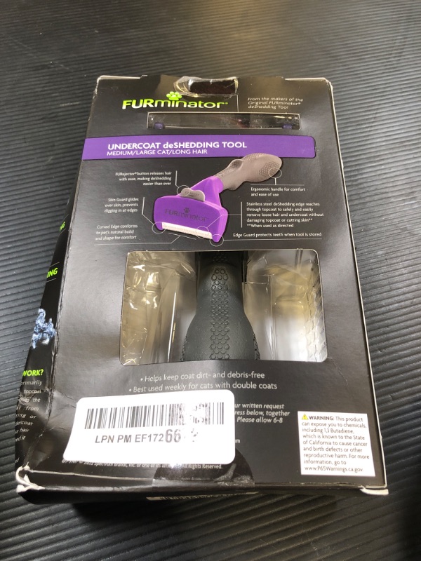 Photo 1 of FURminator® deShedding Tool For Medium/Large Cats, Long Hair, Removes Loose Hair From Shedding