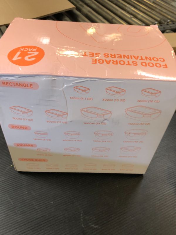Photo 1 of 42 PCS Food Storage Containers with Lids (21 Containers & 21 Lids) - Reusable Plastic Food Containers for Kitchen Storage and Organization BPA-Free Leakproof Meal Prep Container with Labels & Pen