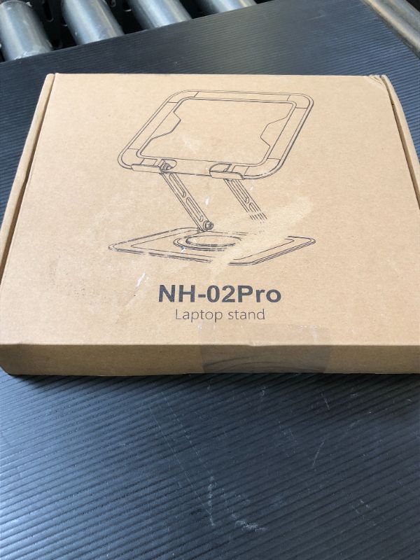 Photo 1 of LOXP Adjustable Laptop Stand, Computer Stand with 360 Rotating Base, Ergonomic Laptop Riser Mount for Desk Foldable Protable Computer Desk Fits with MacBook Pro Air (10-16") - Black