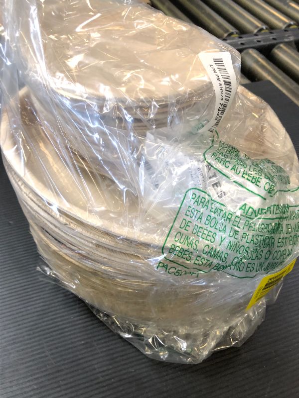 Photo 1 of Chic Leaf Palm Leaf Disposable Bamboo Plates for 4th of July Weddings, Parties & Events – Round, Biodegradable, Compostable,   (10" & 6")