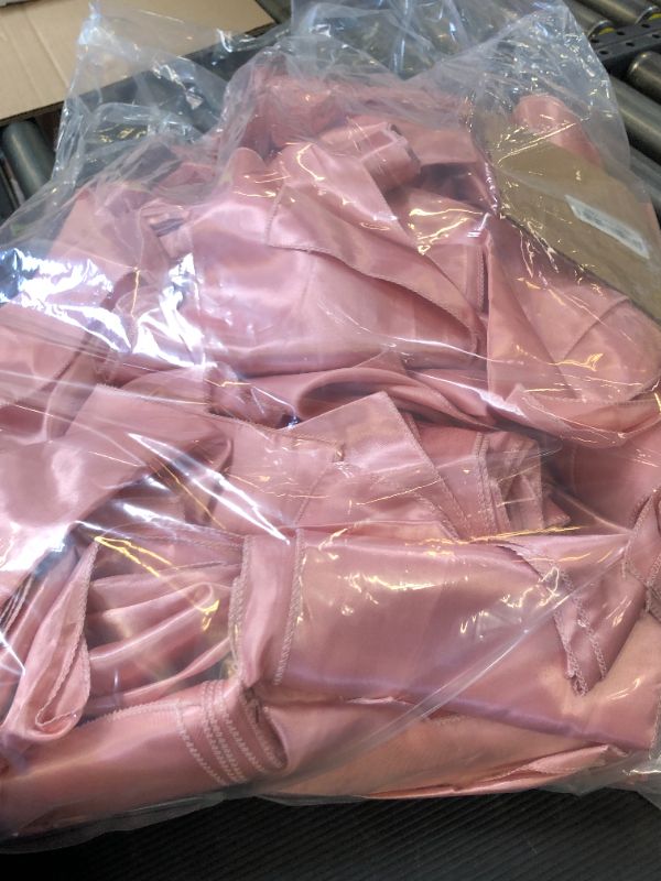 Photo 1 of XunYee 60Pack Satin Chair Sashes for Wedding Chair Decoration Chair Cover Bow Ties Sash for Engagements Graduations Events Banquet Parties Supplies (Rose Gold)
