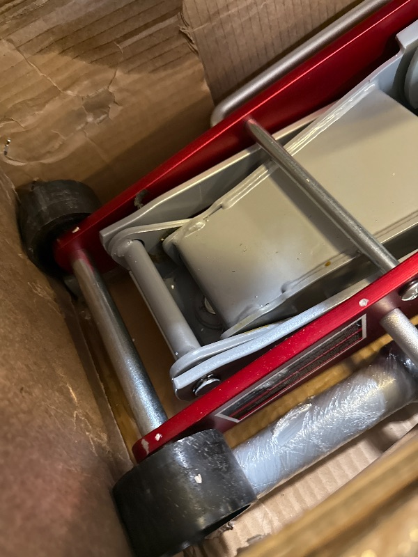 Photo 1 of Jack Boss 3 Ton Low Profile, Aluminum and Steel Racing Floor Jack with Dual Pistons Quick Lift Pump for Sport Utility Vehicle, Lifting Range 3-15/16" min to 18-5/16" max, Net Weight 58.5 lb, Red