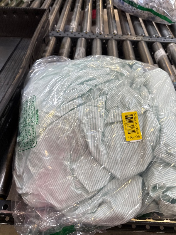 Photo 1 of Nautica - Full Sheet Set, Cotton Percale Bedding Set, Crisp & Cool, Lightweight & Breathable (Penny Pinstripe Green, Full)