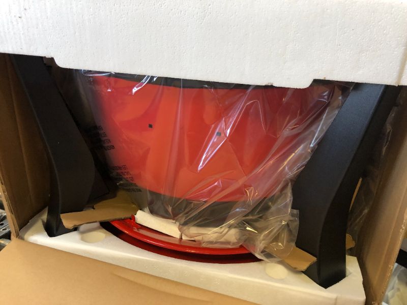 Photo 1 of Kamado Joe Kettle Joe 22-inch Kettle Charcoal Grill with Hinged Lit, Cart, Side Shelves and SloRoller Hyperbolic Slow Smoker Chamber in Red, Model KJ15040320